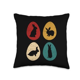 Rabbits Chocolate Egg Hunting Easters Vintage Rabbits Resurrection Egg Hunt Easter Sunday Jesus Throw Pillow, 16x16, Multicolor