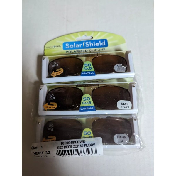 SolarShield 3 Pairs Solar Shield Polarized Clip On Sunglasses 50