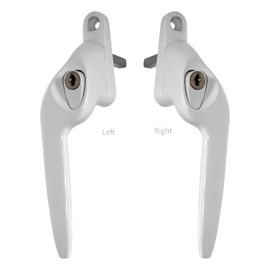 White Left-Hand Yale UPVC Window Handle Cranked Double Glazing Universal Key Locking - 15mm