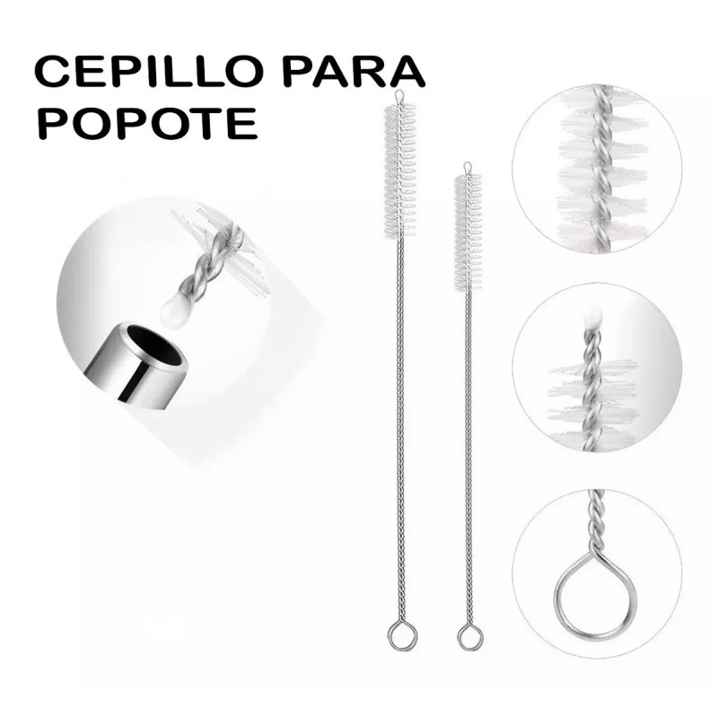 Universo en Linea 6 Popotes Reciclable 30oz Metalico Limpiador Ecologico