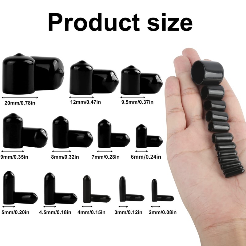 158 PCS Round Rubber End Caps, Vinyl Tube Bolt Cap,
