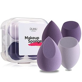 DUAIU - Juego de 4 esponjas de maquillaje para base de maquillaje (4 unidades, sin ltex), con 1 estuche para esponja (morandi morado)                 