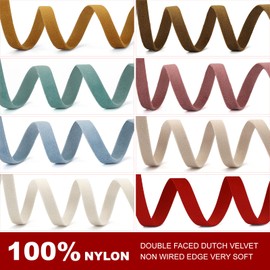 Ewaymado Red Velvet Ribbon Double Faced 3/8 Inch x 20Yd,Great for Christmas Tree Ornaments Gift Wrapping Christmas and Wedding Decoration (Red 3/8")