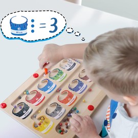 TOCHANGE Montessori Toys for Toddlers, Magnetic Color and Number Maze, Wooden Magnet Puzzles Board Games for Toddler, Fine Motor Skills Toys,Unique Christmas New Year Gifts for Boys Girls 3+Years Old