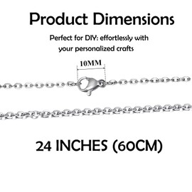 24 Pack Necklace Chains Stainless Steel Cable Chain Necklace Bulk for Jewelry Making, 24 Inches
