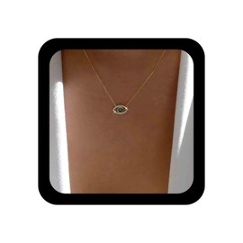 Inilbran Boho Emerald Evil Eye Choker Necklace Green Crystal Demon Eye Necklace Choker Vintage Emerald Eye Necklace Bling Cz Emerald Protection Necklace Chain Jewelry for Women and Girls