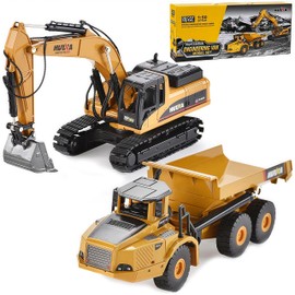 Gemini&Genius Heavy Duty Excavator Toy Dump Truck Toys for Kids, Construction Site Playset, Metal Construction Vehicles, Outdoor Sandbox Car Toys Gifts for Kids 4 5 6 7 8 Years Old Boys Girls Toddlers