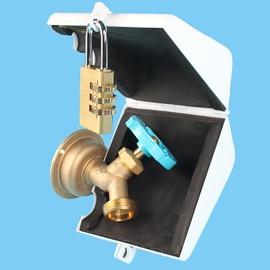 Outdoor Faucet Iock System - Insulated Faucet Iock And Garden Hose Bib Iock Cover, Stainless Steel - Prevents Water Theft And Stops Unauthorized Use, Easy To Install White