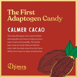 Chimes Calmer Cacao Adaptogen Ginger Chews Candy 1-Pound Bag - (With Ashwagandha, Reishi and Dark Cacao with Theobromine)