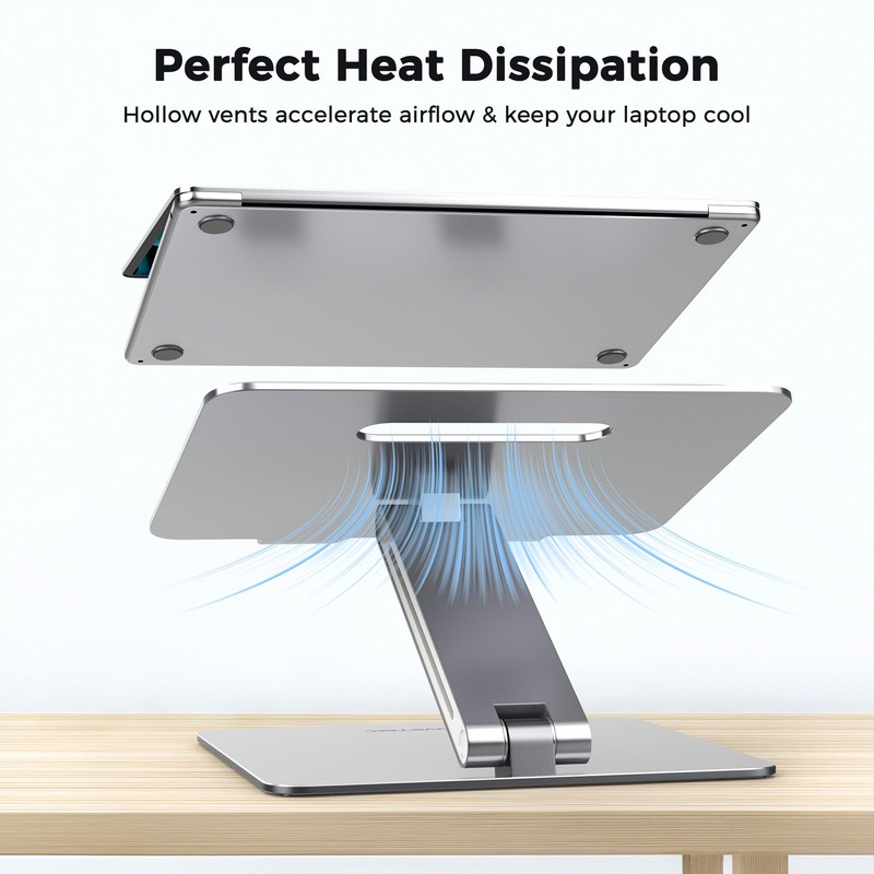 AboveTEK Laptop Stand, Adjustable Portable Computer Riser, Ergonomic Aluminum Notebook