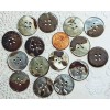 10 Vintage 1940s 4-Hole Iridescent Gray Mother of Pearl Buttons