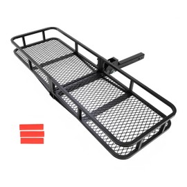 KUAFU 60"x20"x6" Folding Hitch Mount Cargo Carrier Rear Luggage Basket Fit 2" Receiver for Van, SUV, Truck, Trailer, Car Fold Up Trailer Tow Hitch Cargo Rack 550LBS Capacity