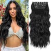 ALXNAN Clip in Long Wavy Synthetic Hair Extension 24 Inch