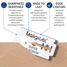 Double Edge Razor Blades for Men - 20 Count Men's Safety Razor Blades for Shaving Premium Platinum Japanese Stainless Steel - Durable, Smooth and Clean Shaves