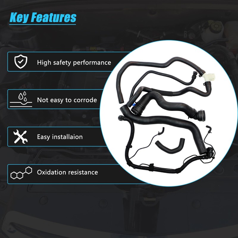 AUCERAMIC 6 PCS Engine Radiator Coolant & Heater Hose, PCV