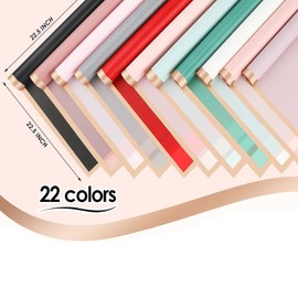 xunhewi 20 Sheets Gold Edge Flower Wrapping Paper Bouquet Packaging Paper Florist Bouquet Supplies for Wedding DIY Craft Gift Packing (Pastel pink)