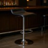 Modern Contemporary Black Faux Leather Bar Stool with Chrome Base