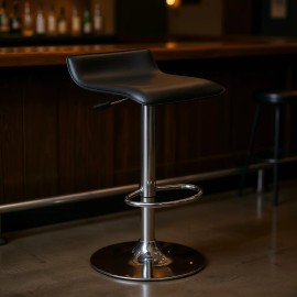 Modern Contemporary Black Faux Leather Bar Stool with Chrome Base Swivel Design for Home Bar and Commercial UseSKU: 93129