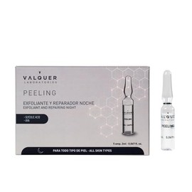 VALQUER Peeling Facial Exfoliante y Reparador de Noche en Ampollas. Renueva la Piel aportando Suavidad con Ácido Glicólico y Alfahidroxiácidos para Todo Tipo de Piel. Pack 5 unidades de 2 ml.