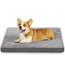 KSIIA Orthopaedic Dog Bed for Medium Dogs, Washable Dog Cushion, Fluffy Dog Mat, Dog Mattress with Removable Lid in Dark Grey, 73 x 45 x 7 cm
