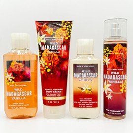 Wild Madagascar Vanilla Bath & Body 4-Piece Bundle | Body Wash, Ultimate Hydration Body Cream, Daily Nourishing Body Lotion and Fine Fragrance Mist