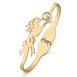 RAIDIN Gold Bangle Bracelet for Women Girls 18K Gold Silver Plated Stainless Steel Dainty Rhinestone Crystal Animal Horse Cuff Bracelets Fashion Jewellery Gifts for Mum Girlfriend, Stainless Steel