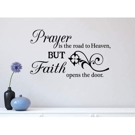 Imposing Design Prayer is The Road to Heaven 23 X 14 Religious Wall Quote Vinyl Decal Sticker Corinthians Calligraphy Art Decor Motivational Inspirational Decorative Lettering