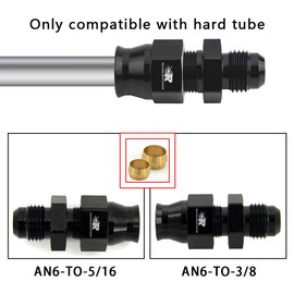 CNRAQR 6AN Male Flare to 5/16" Fuel Hardline Tube Fitting Adapter Connector Aluminum Alloy Black Anodized 2Pcs