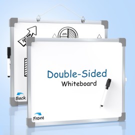 MaxGear 11x14 Inch Double-Sided Whiteboard, Portable Dry Erase Board with Silver Aluminum Frame, Mini White Board for Home, Office, School - Includes Hanging Kit and Marker