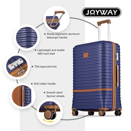 Joyway Carry On Luggage 20 Inch Expandable Suitcase with Spinner Wheel, 3 Piece Hard Shell Luggage Set with TSA Lock(Navy)