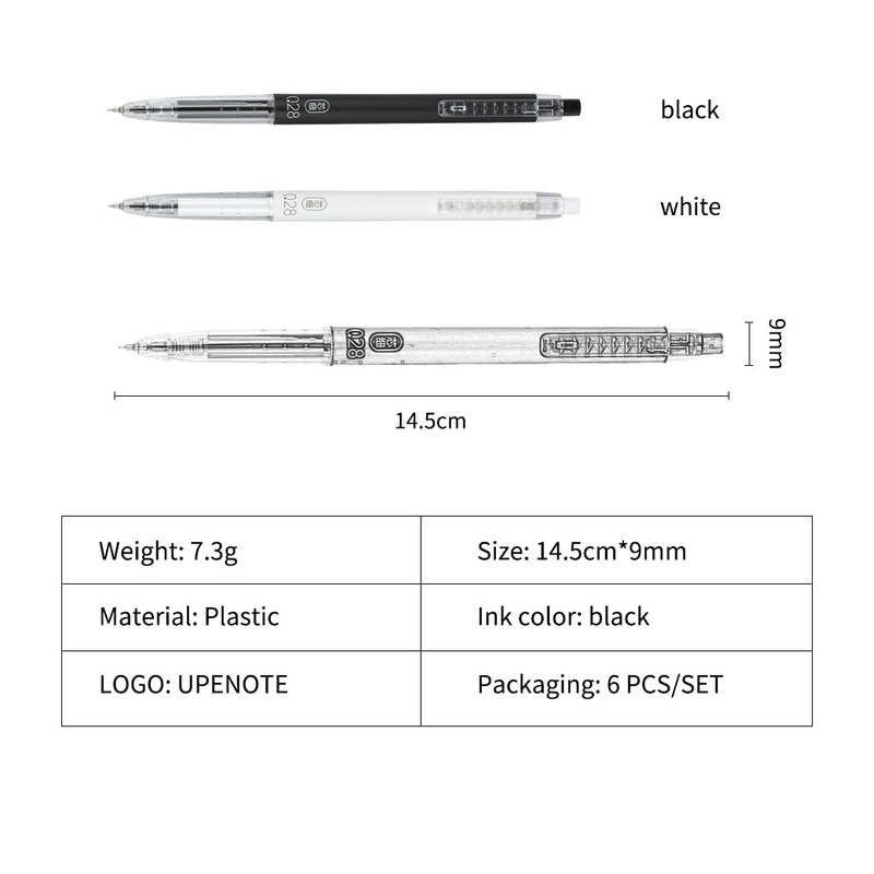 UPENOTE Gel Pens 0.28mm Extra Fine Point Pen, Black Ink,