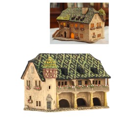Midene Ceramic Houses Collection - Collectible Handmade Miniature of Historic House Zollhaus in Colmar, Alsace, France - Tea Light Candle Holder, Essential Oil Burner C373AR*