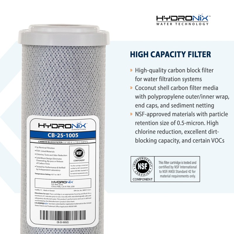 Hydronix 4 Pack Carbon Block Water Filters Coconut Shell CTO