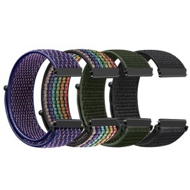 ShuYo Sport Loop Nylon Band18mm 19mm 20mm 22mm Watch Band Quick Release,Soft Fabric Nylon Adjustable Rugged Velcro Replacement Wristband Strap for Men Women（20mm 4-Pack）