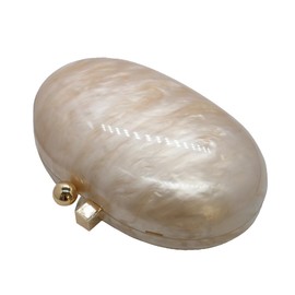 GSYPS Acrylic Evening Clutch Bag for Women Shell Shape Shoulder Crossbody Bag Glitter Marble Purse Handbag Champagne 1