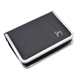 Pewter Scotland Scottish Highland Cow Design Black Leatherette Manicure Set