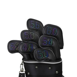 Scott Edward Golf Headcover Wedge Iron Protective Headcover Set White Pu Big Number Lightweight Wearable Fits Most Brand Clubs 48 50 52 54 56 58 60 Degree (Black Gradient Number)