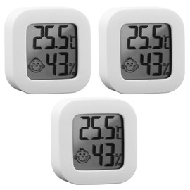 Temperature And Humidity Monitor 3 PCS,White Mini Digital Thermometer Hygrometer,Thermometer Humidity Meter With LCD Screen For Baby House Green house Home Room Bathroom Warehouse Car Indoor Outdoor