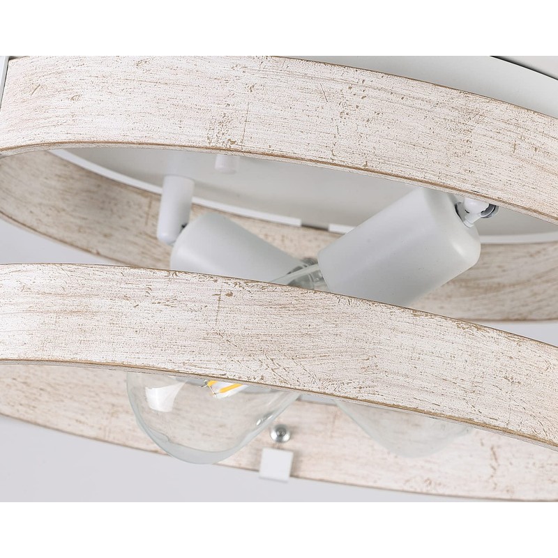 Modern Farmhouse ?Antique White Distressed Flush Mount Light Fixture 2-Light