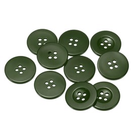 HARFINGTON 10pcs 40L Sewing Buttons 1"(25mm) Resin Round Flat 4-Hole Craft Replacement Buttons for Coats Sewing Clothing and DIY, Dark Green