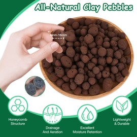 Jabrand 2LBS Clay Pebbles, LECA Organic Expanded Clay Pebbles 4mm-16mm Hydroponics Supplies Aquaponics Orchid for Indoor and Outdoor Garden Plants