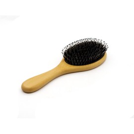 Woodlife® - Cepillo Ovalado fabricado de Bambú con cerdas naturales de Jabalí, estimula el foliculo piloso y promueve el crecimiento del cabello.