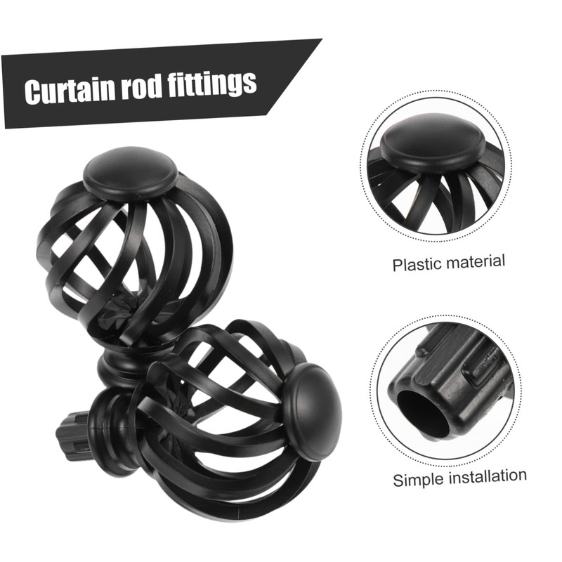GRIRIW 4sets Curtain Rod Ends White Caps Gunmetal Black Urn