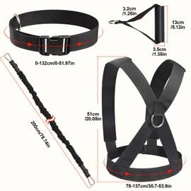 Sunsign Resistance Running Training Bungee Band, Bungee Resistance Cord Set, Long Resistance Band, Lateral Movement Sprint Overspeed Training Fitness for Fast, 6.6ft-Black