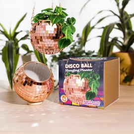 Bubblegum Stuff - Rose Gold Disco Ball Hanging Planter - Hanging Basket for Indoor Plants, Rose Gold Chain, Rose Gold Rim, Herb Planter, Hanging Plant - Hanging Plant Pots - Room Decor 6 inch