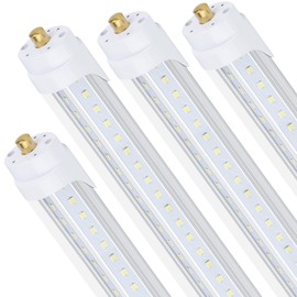 BSK.BESTKA (4-Pack),T8/T10/T12 8FT LED Tube Light, Single Pin FA8 Base, 100W 15000LM 6000K Cold White, 270 Degree V Shaped LED Fluorescent Bulb (250W Equiv.), Clear Cover, Dual-Ended Power