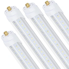BSK.BESTKA (4-Pack),T8/T10/T12 8FT LED Tube Light, Single Pin FA8 Base, 100W 15000LM 6000K Cold White, 270 Degree V Shaped LED Fluorescent Bulb (250W Equiv.), Clear Cover, Dual-Ended Power