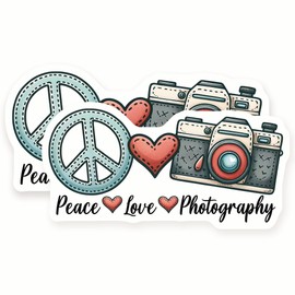 Peace Love Photography Magnets - Sign Magnet - Camera - 2 Pack - - 5" Wide Design - Sticks to Fridges, Lockers, Toolboxes & More - Made in USA - AQM1720