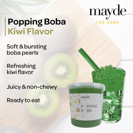 Mayde Popping Boba Pearls for Drinks, Desserts, & Breakfast Bowls (Kiwi Flavor, 7 Pounds)