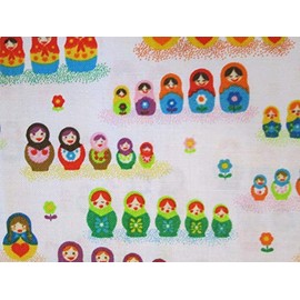 Quality Fabric Fat Quarter (18" x 22") National Russian Colorful Nesting Dolls Material: 100% Cotton
